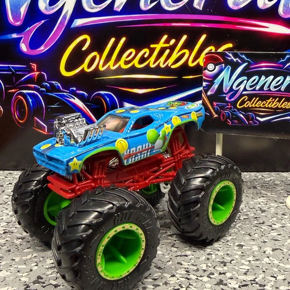 Hot Wheels Monster Truck Yoshi Super Mario Blue Diecast 1:64 Scale GKD37